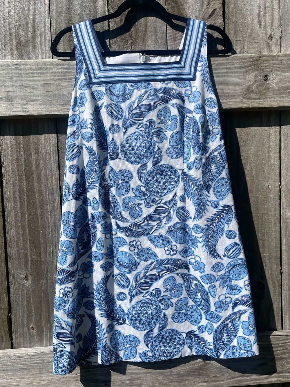 Talbots Blue and White Printed Midi Dress Sz 10P
